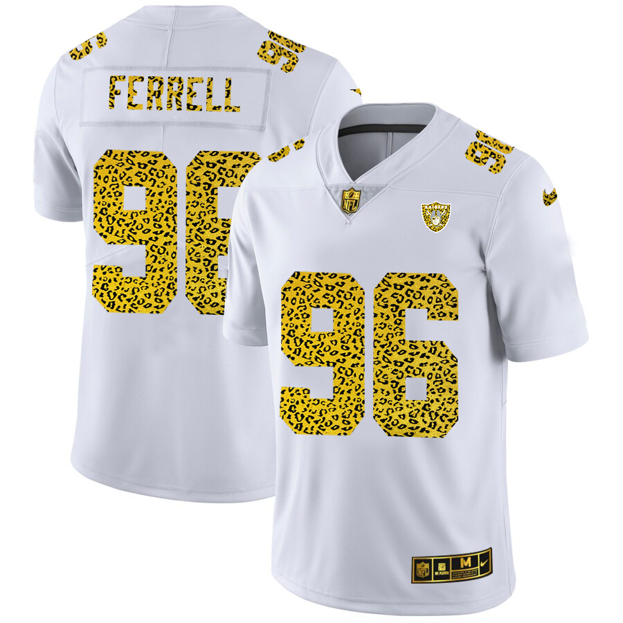 Las Vegas Raiders #96 Clelin Ferrell Men Nike Flocked Leopard Print Vapor Limited NFL Jersey White